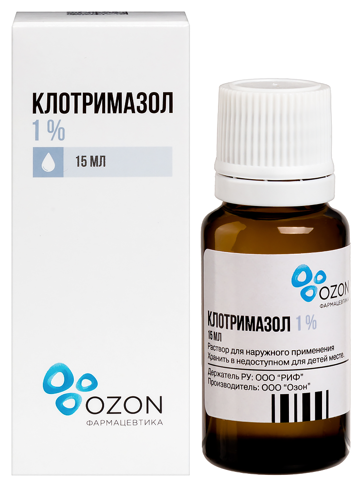 Изображение товара Клотримазол 1% раствор для наружного применения 15 мл флакон