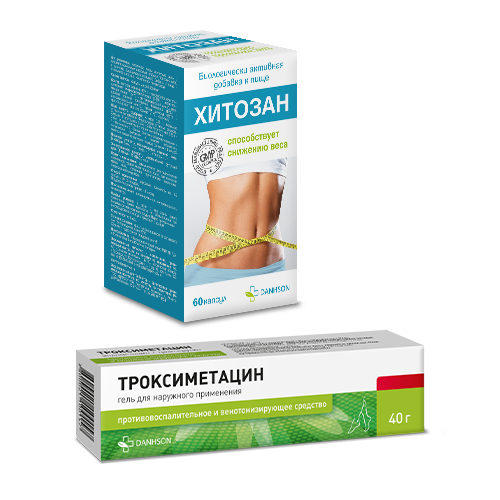 Изображение товара Набор Троксиметацин гель + Хитозан 60 капс.