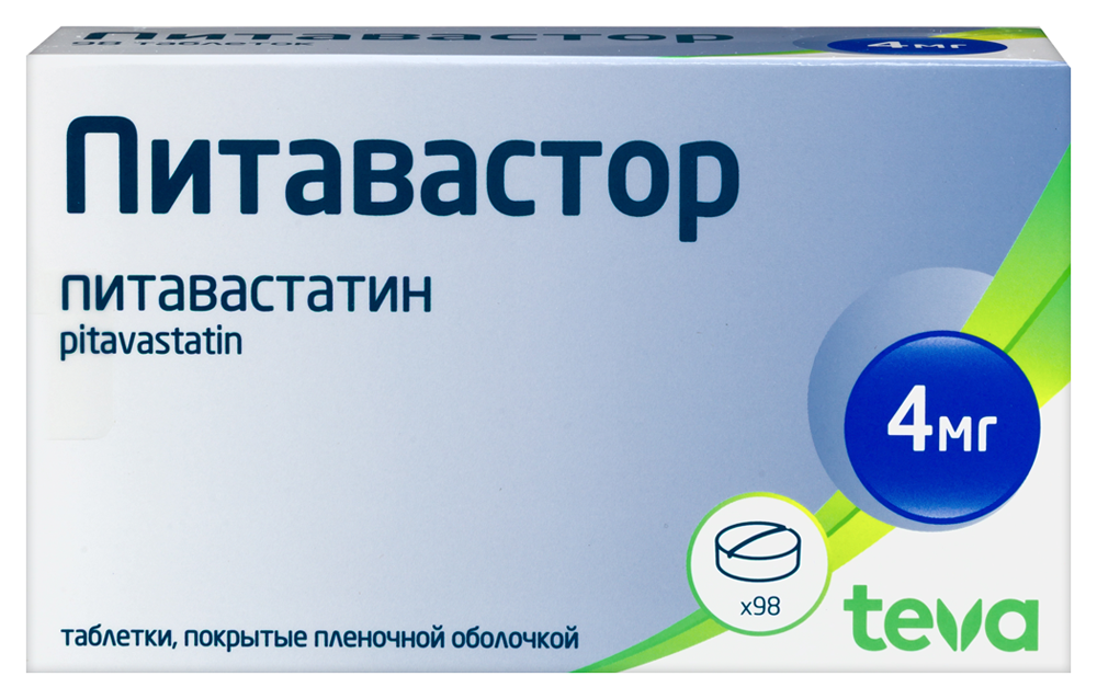 Изображение товара Питавастор 4 мг 98 таблеток для снижения холестерина - препараты липидного обмена