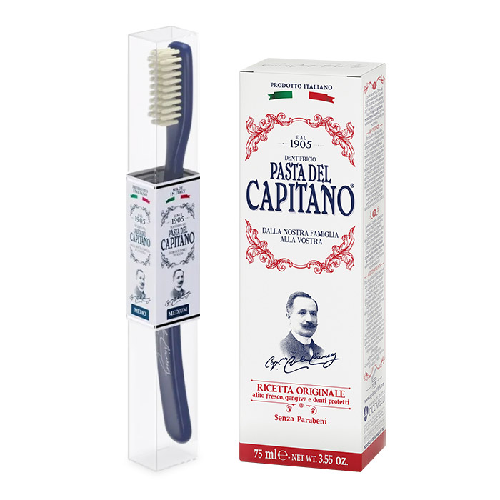 Изображение товара Набор PASTA DEL CAPITANO серия 1905: з/паста оригин.рецепт 75мл и з/щетка винтажная синяя по выгодной цене!