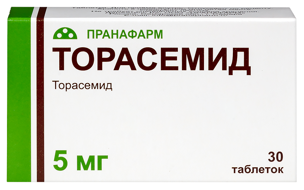 Изображение товара Торасемид 5 мг 30 шт. таблетки для лечения отеков и гипертензии