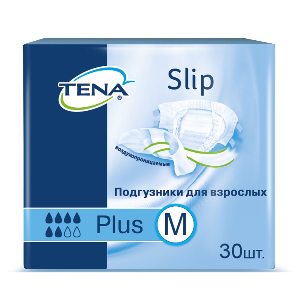 Изображение товара ТЕНА ПОДГУЗНИКИ ВОЗДУХОПРОНИЦАЕМЫЕ SLIP PLUS N30 M для мужчин и женщин