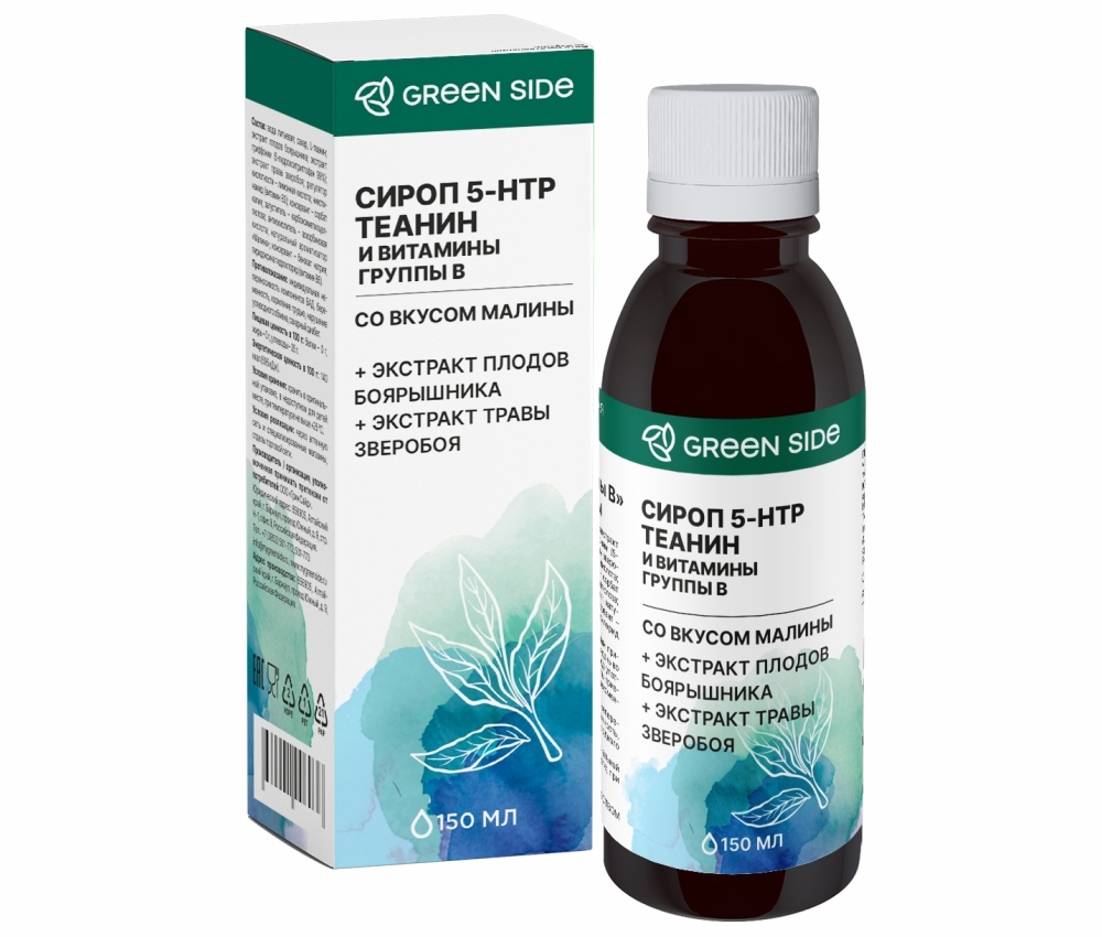 Изображение товара Биологическая активная добавка сироп 150 мл Green side 5-htp и теанин для нервной системы
