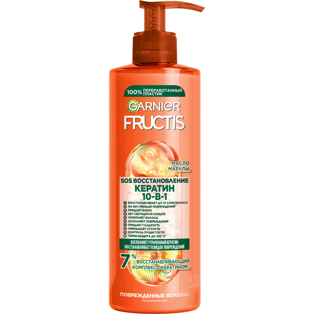 Изображение товара Garnier Fructis SOS восстановление кератин 10 в 1 крем несмываемый 400 мл