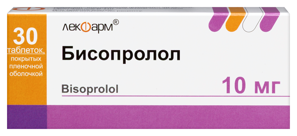 Изображение товара Бисопролол 10 мг 30 таблеток покрытые пленочной оболочкой для гипертензии и сердечных заболеваний