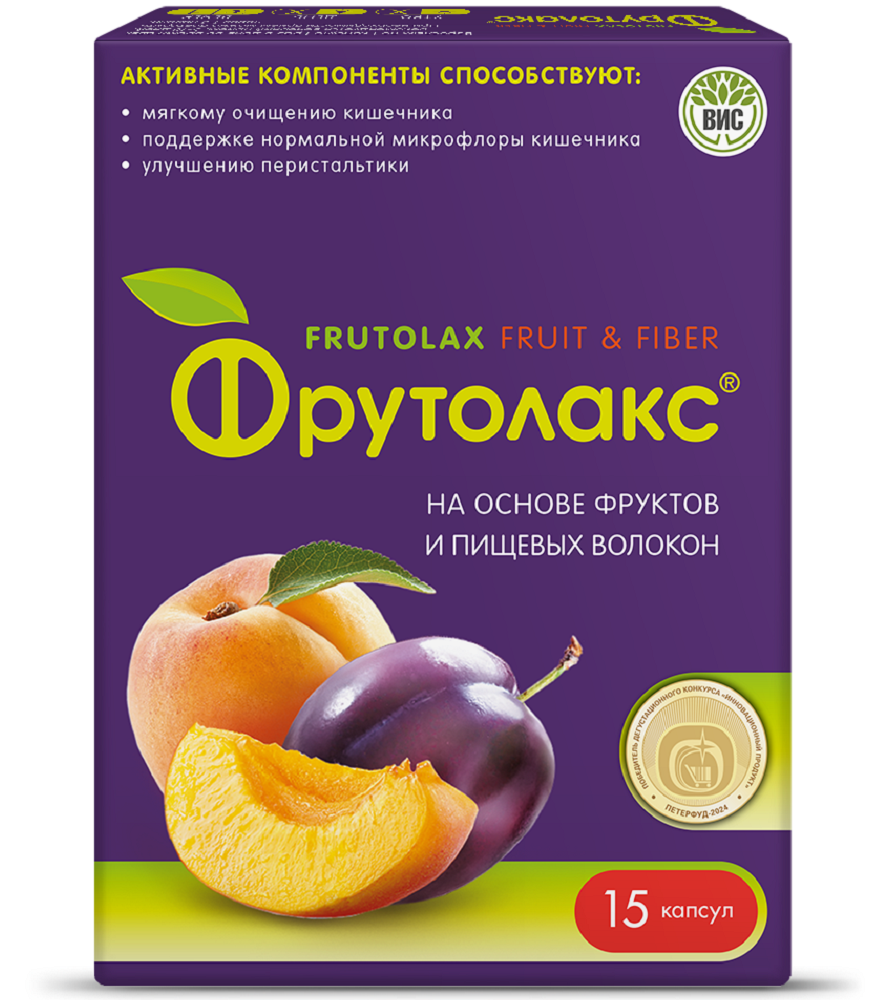 Изображение товара Фрутолакс на основе фруктов и пищевых волокон 15 шт. капсулы массой 0,35 г