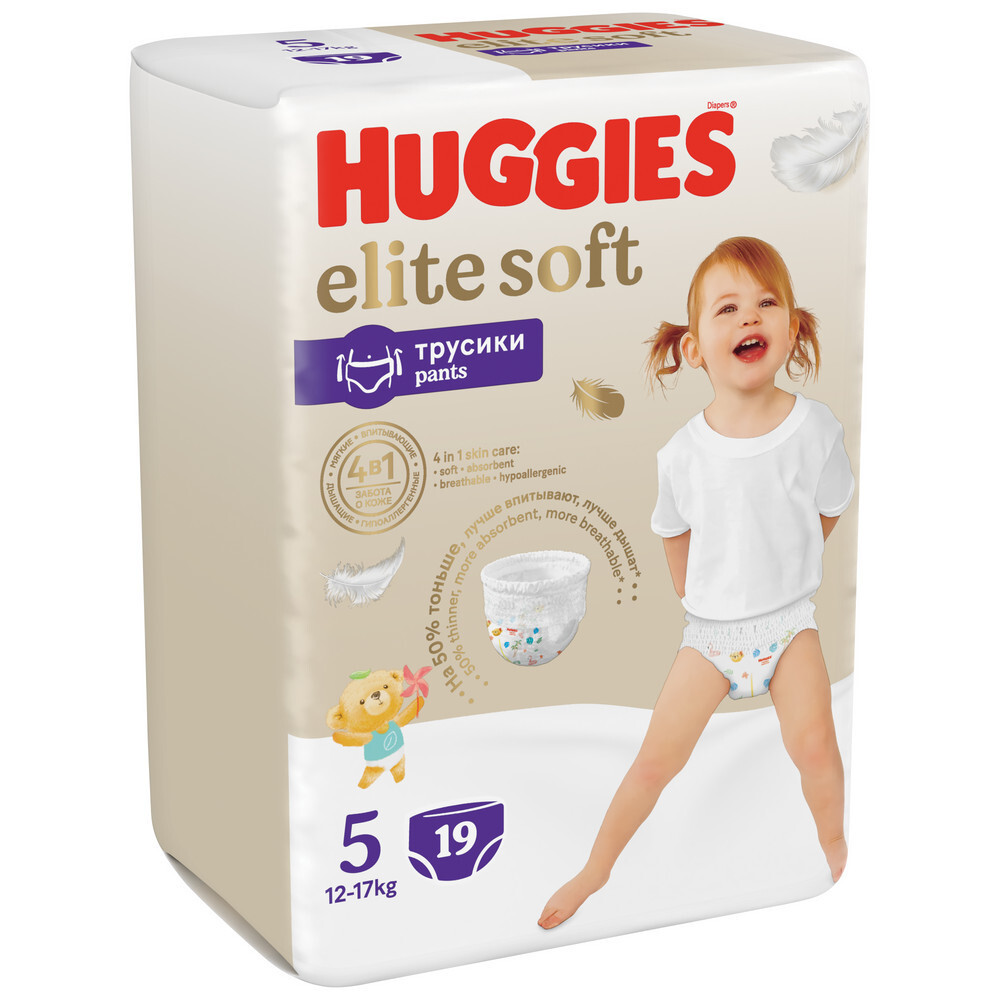 Изображение товара Huggies Elite Soft подгузники трусики 12-17кг размер 5 19 шт