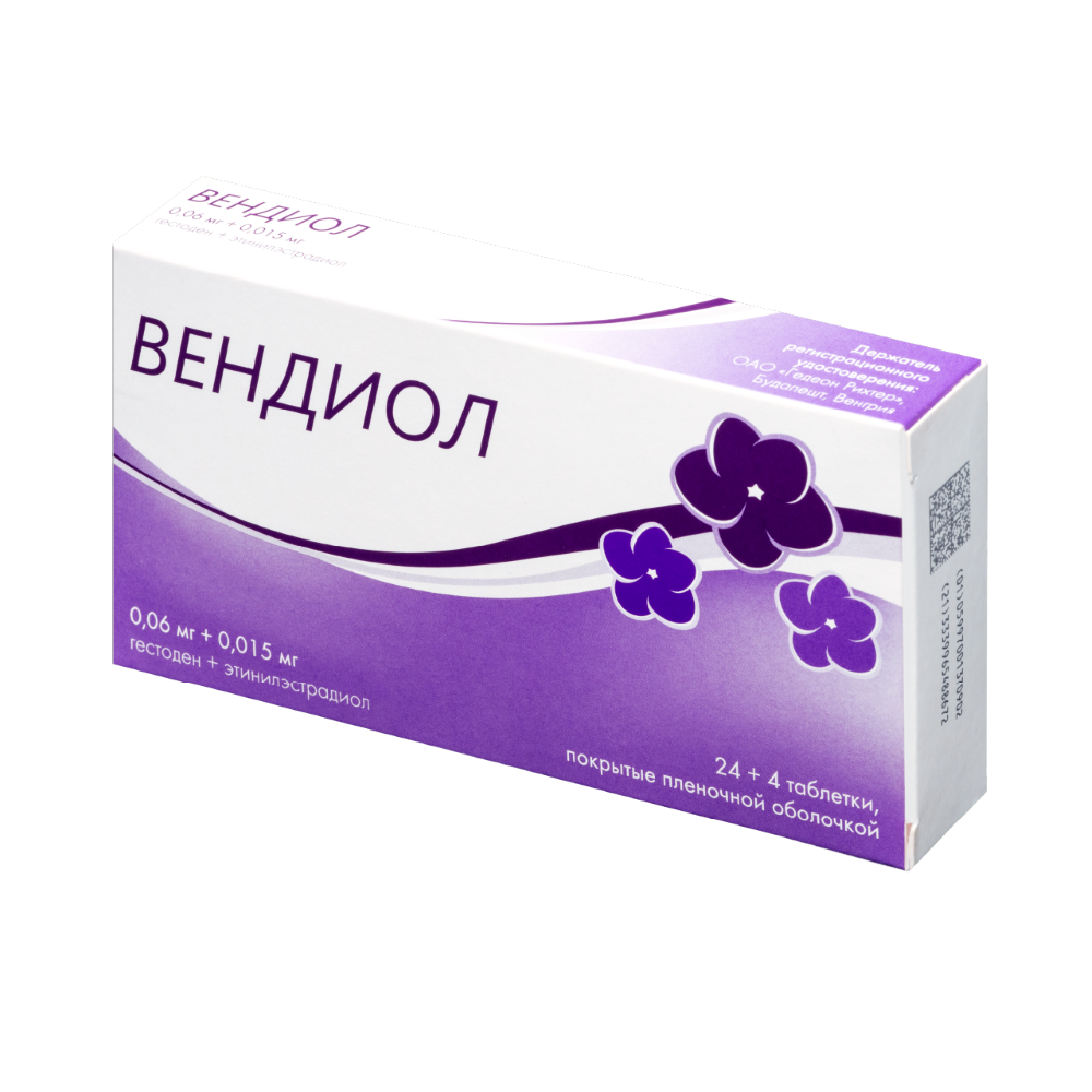 Изображение товара Вендиол 0,06 мг + 0,015 мг 28 таблеток покрытые пленочной оболочкой