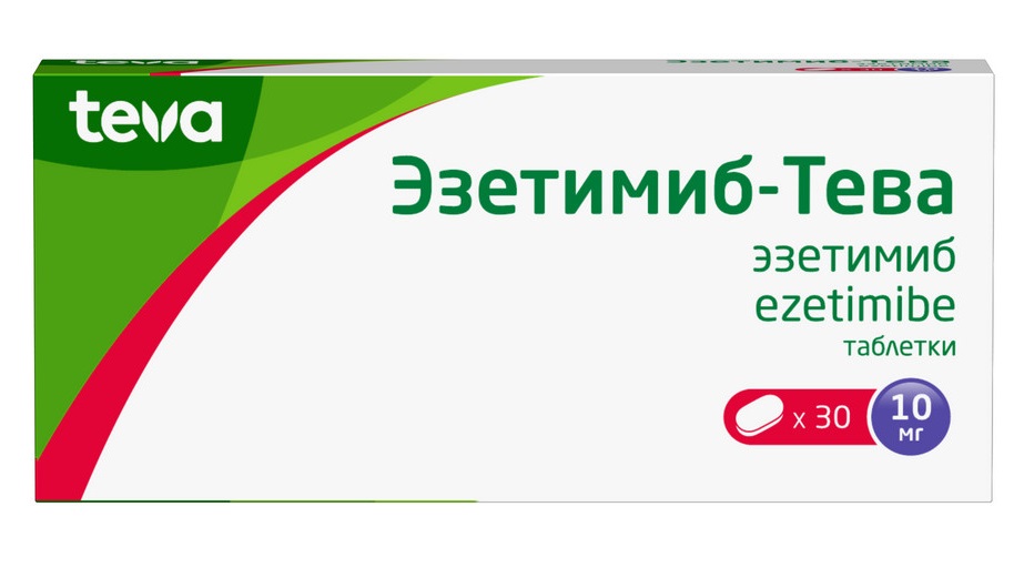Изображение товара Эзетимиб-Тева 10 мг таблетки 30 шт для снижения холестерина и профилактики сердечно-сосудистых забо