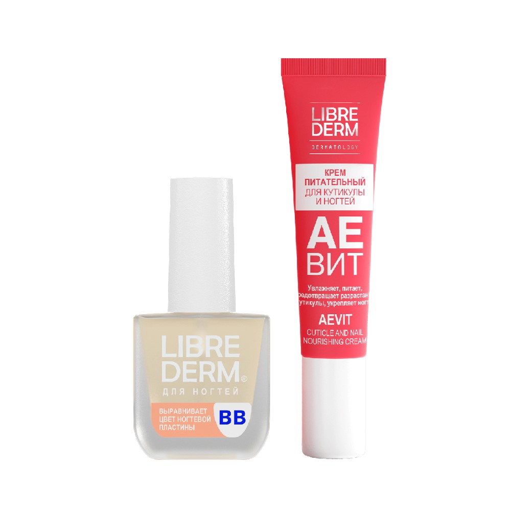 Изображение товара Набор ЛИБРИДЕРМ: крем для кутикулы и ногтей + лак для ногтей ВВ