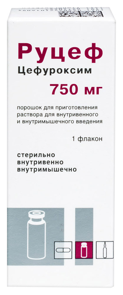 Изображение товара Руцеф порошок 750 мг для внутривенного и внутримышечного введения 1 флакон Изображение товара Руцеф порошок 750 мг для внутривенного и внутримышечного введения 1 флакон