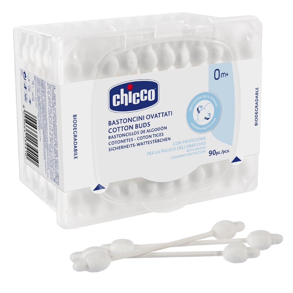 Chicco Палочки ватные с ограничителем 0+ мес. 90 шт.