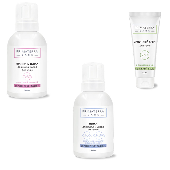 Изображение товара Набор Primaterra Care Пенка 500 мл + Шампунь 500 мл + Крем цинк 100 мл
