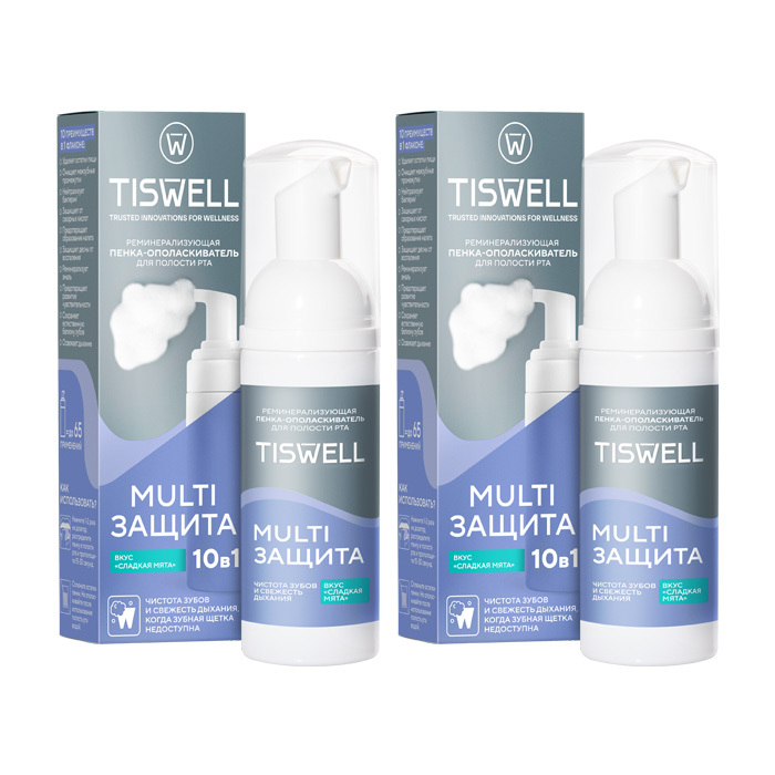 Изображение товара Набор из 2уп TISWELL ПЕНКА-ОПОЛАСКИВАТЕЛЬ ДЛЯ ПОЛОСТИ РТА РЕМИНЕРАЛИЗУЮЩАЯ ВКУС СЛАДКАЯ МЯТА 50 МЛ