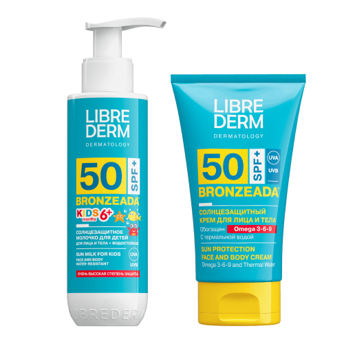 Изображение товара Набор Librederm Бронзиада молочко детское + солнцезащитный крем с термальной водой SPF50