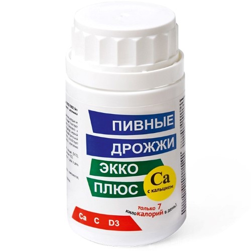 Изображение товара Пивные дрожжи экко плюс с кальцием 100 шт. таблетки массой 0,45 г