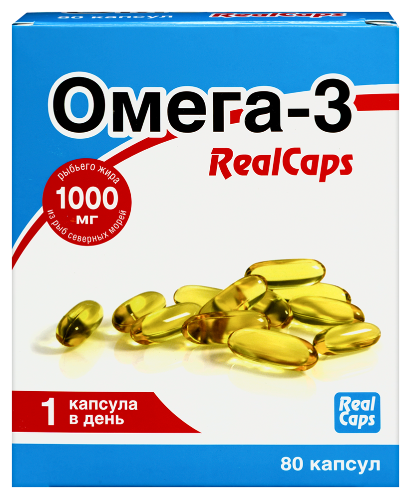Изображение товара Омега-3 капсулы realcaps 80 шт. по 1400 мг для здоровья сердца и мозга