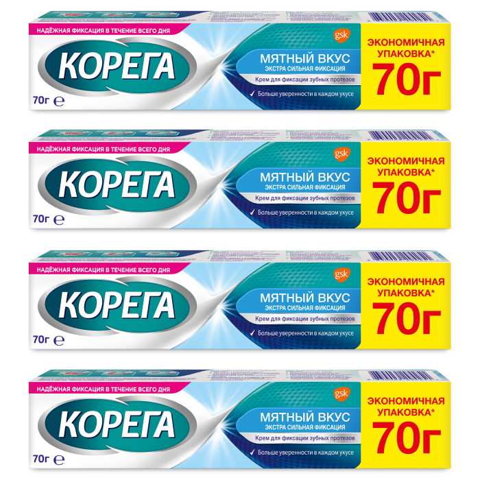 Изображение товара Набор из 4-х уп Корега Экстра сильный Мятный крем 70 г со скидкой 25%