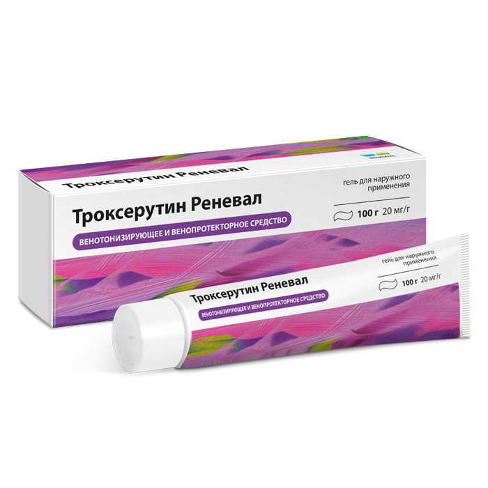 Изображение товара Троксерутин Реневал 20 мг/г гель для ног при варикозе и венозной недостаточности
