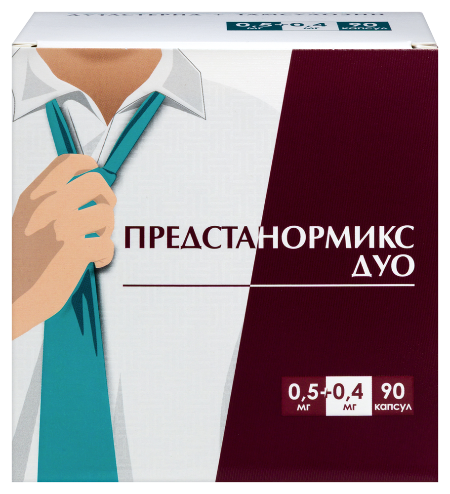 Изображение товара Предстанормикс дуо 0,5 мг + 0,4 мг 90 капсул с модифицированным высвобождением