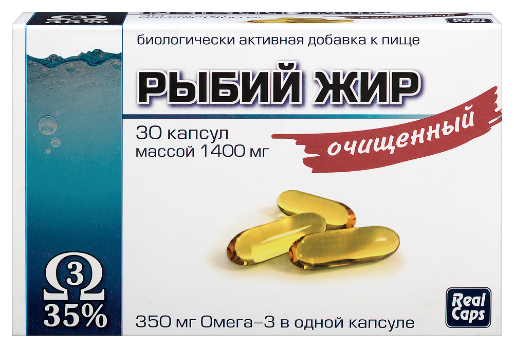 Изображение товара Рыбий жир очищенный 1400 мг 30 капсул Омега-3 биологическая добавка