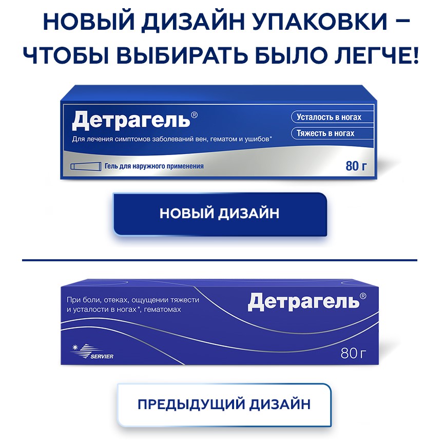 Изображение товара Детрагель гель для наружного применения 80 г при венозных болезнях травмах и гематомах