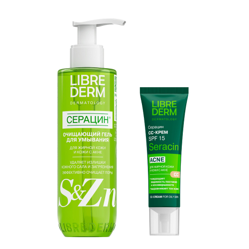 Изображение товара Набор Librederm Серацин крем для лица 30мл + очищающий гель