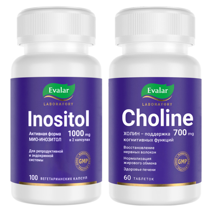 Изображение товара Набор ИНОЗИТОЛ 500мг капсулы 100шт. + ХОЛИН 350мг. таблетки 60шт.