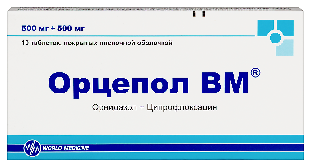 Изображение товара Орцепол ВМ 500 мг + 500 мг таблетки, покрытые пленочной оболочкой, 10 шт.
