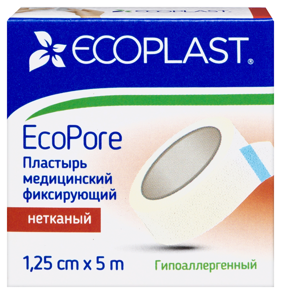 Изображение товара Ecoplast пластырь медицинский фиксирующий нетканый ecopore 1,25x5