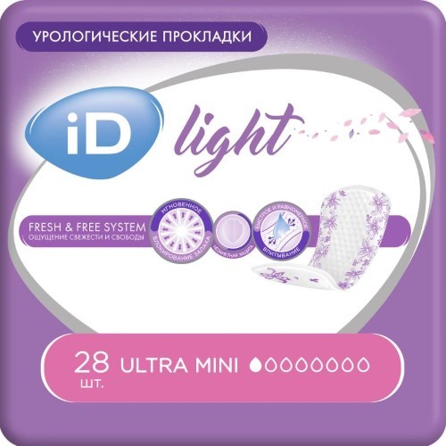 Изображение товара ID light урологические прокладки ультра мини 28 шт для легкой недержаности