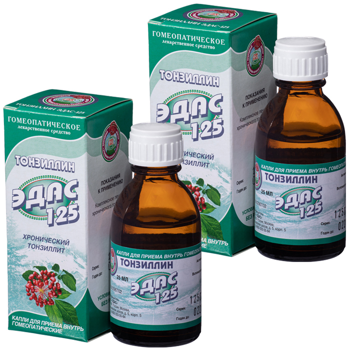 Изображение товара Набор ЭДАС-125 Тонзиллин со скидкой 30% на вторую упаковку