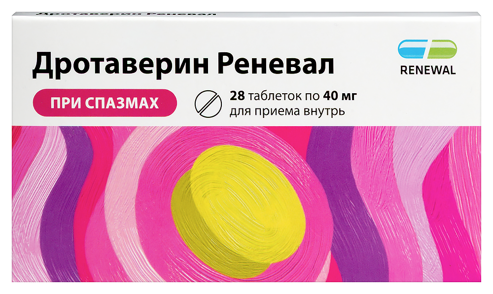 Изображение товара Дротаверин реневал 40 мг таблетки 28 шт. для снятия спазмов и боли при внутренних заболеваниях Изображение товара Дротаверин реневал 40 мг таблетки 28 шт. для снятия спазмов и боли при внутренних заболеваниях