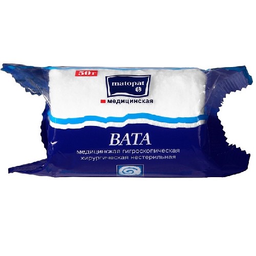 Изображение товара Вата матопат хлопковая хирургическая нестерильная рулон 50 гр