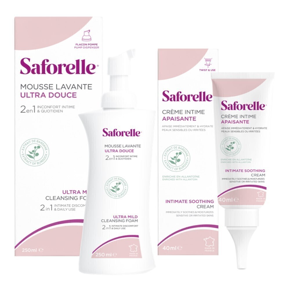 Изображение товара Набор САФОРЕЛЬ пенка д/интимной гигиены УЛЬТРА-МЯГКАЯ 250мл + САФОРЕЛЬ крем-эмолент УВЛАЖНЯЮЩИЙ 40мл