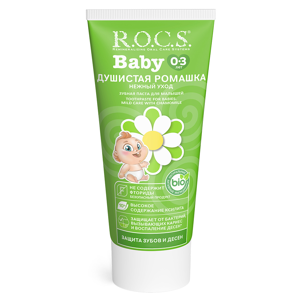 Rocs baby зубная паста душистая ромашка 45 гр