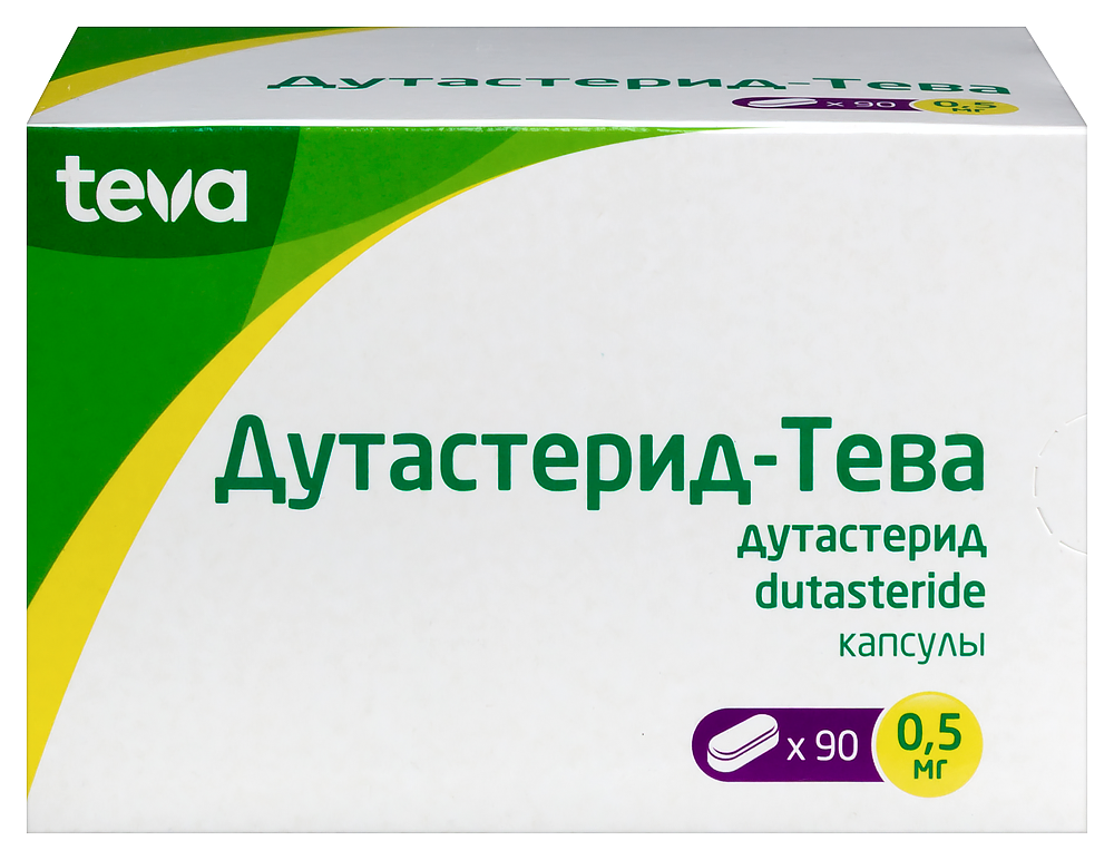 Изображение товара Дутастерид-Тева 0,5 мг, 90 капсул для лечения доброкачественной гиперплазии простаты
