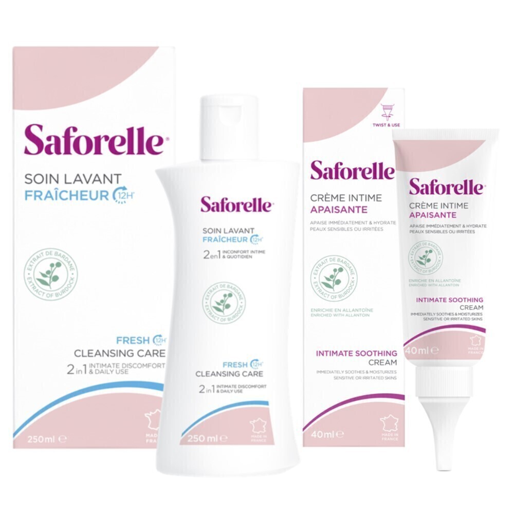 Изображение товара Набор САФОРЕЛЬ гель д/интимной гигиены ЭКСТРА СВЕЖЕСТЬ 250мл + САФОРЕЛЬ крем-эмолент УВЛАЖНЯЮЩИЙ 40мл