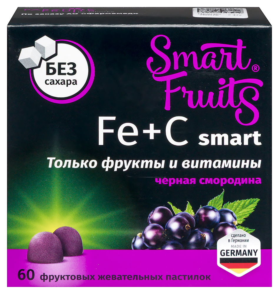 Изображение товара Smart fruits fe+c смарт 60 шт. пастилки жевательные массой 2,5 г