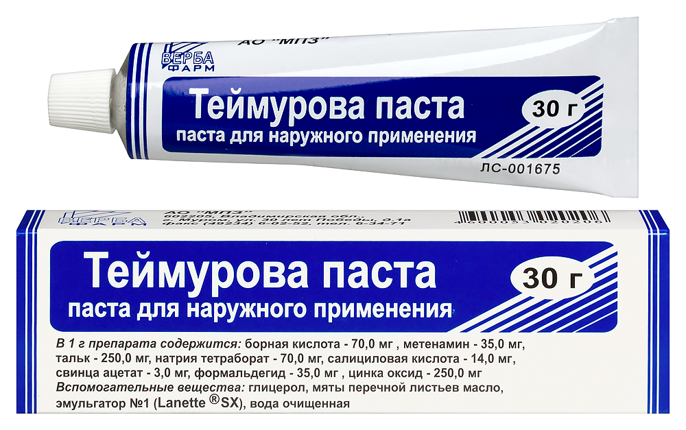 Изображение товара Теймурова паста для наружного применения 30 гр для борьбы с гипергидрозом