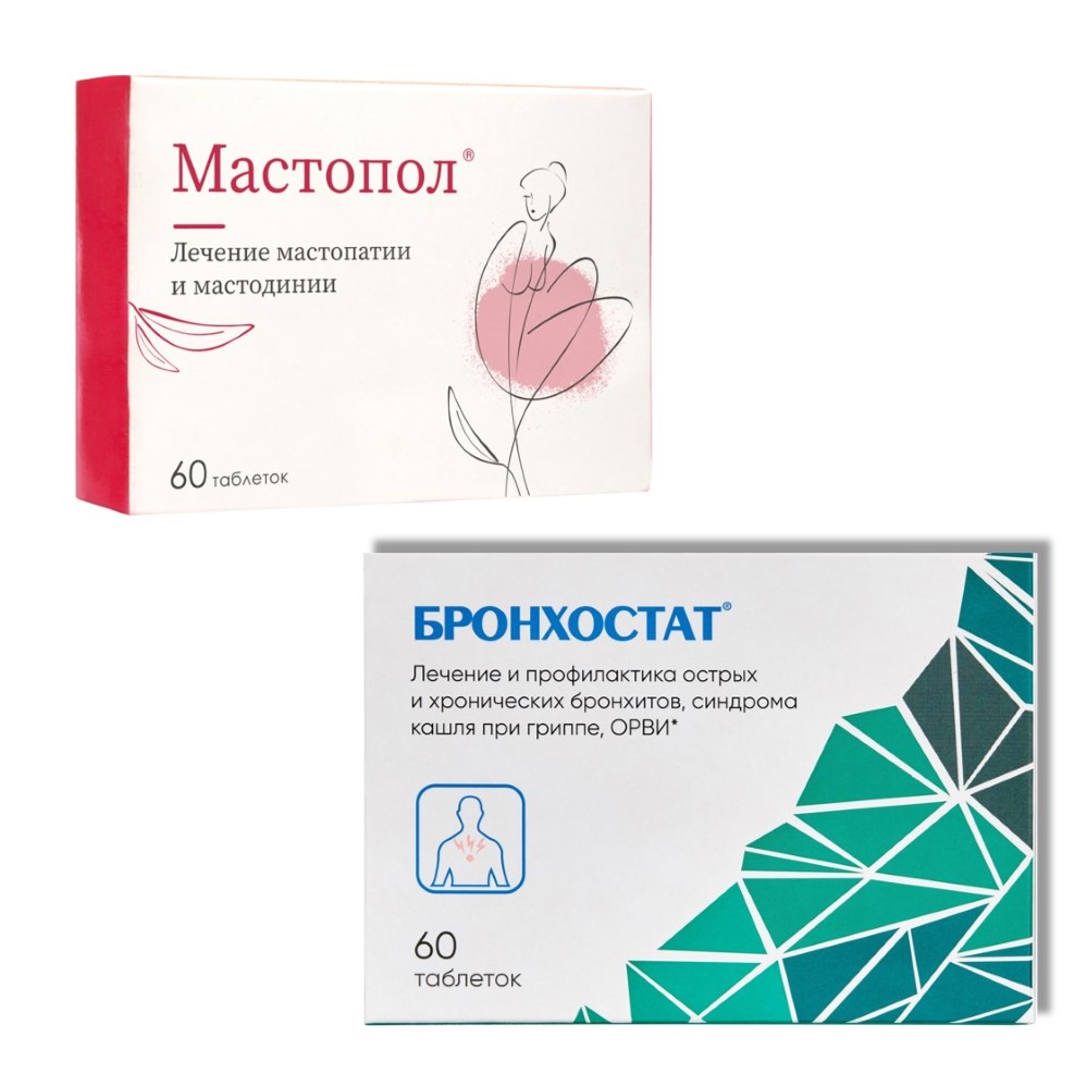 Изображение товара Набор МАСТОПОЛ 60 табл.+ БРОНХОСТАТ 60 табл.