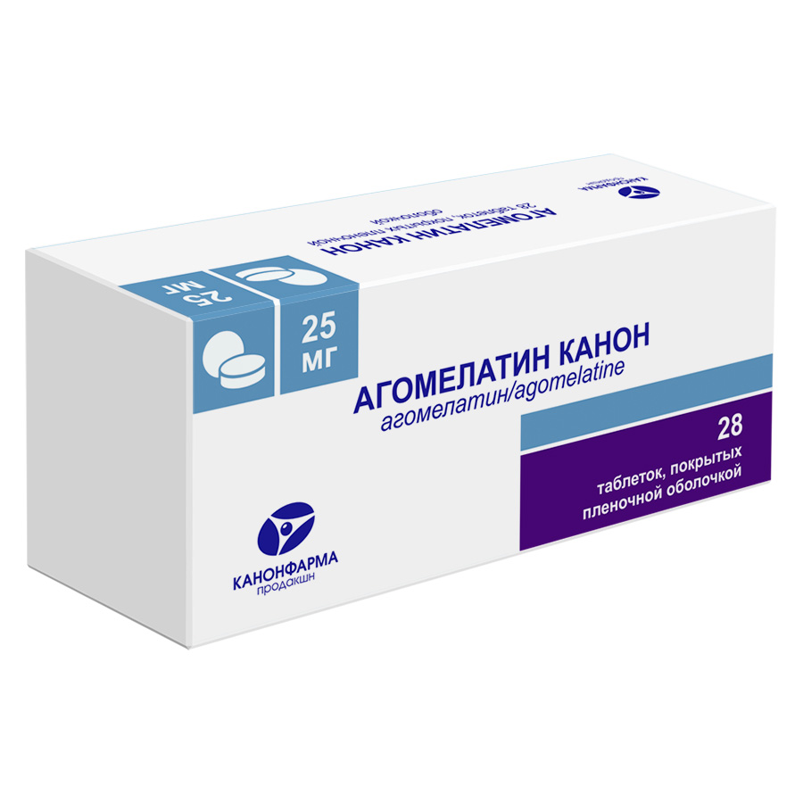 Изображение товара Агомелатин Канон 25 мг 28 таблеток для лечения депрессии