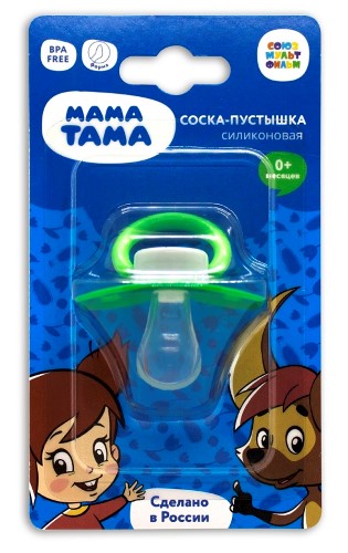 Изображение товара Мама тама соска-пустышка силиконовая анатомическая 0+ 1 шт./ галчонок зеленый