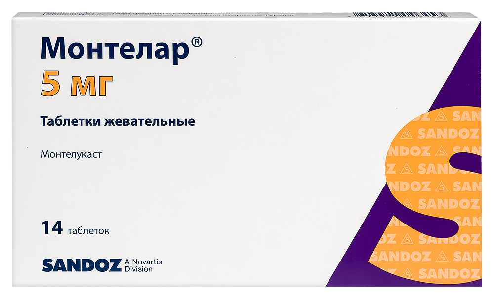 Изображение товара Монтелар 5 мг жевательные таблетки для детей 14 шт профилактика и лечение астмы