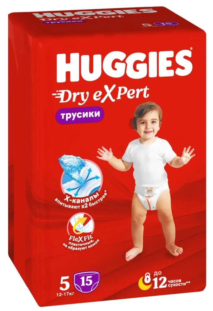 Изображение товара Huggies трусики-подгузники Dry Expert размер 5 для детей 12-17 кг 15 шт
