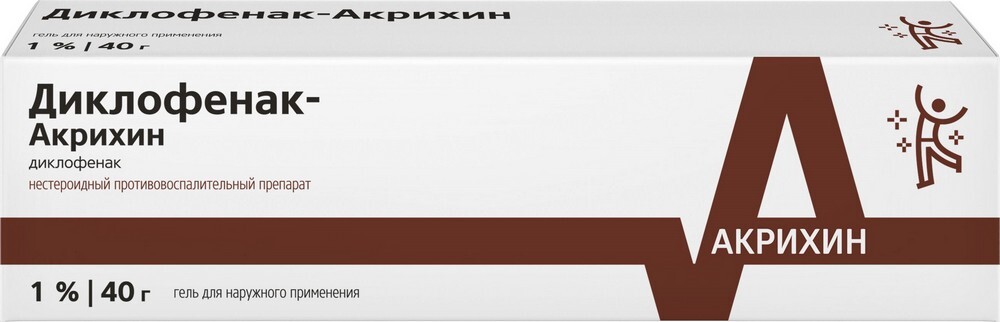 Изображение товара Диклофенак-акрихин 1% туба гель для наружного применения 40 гр