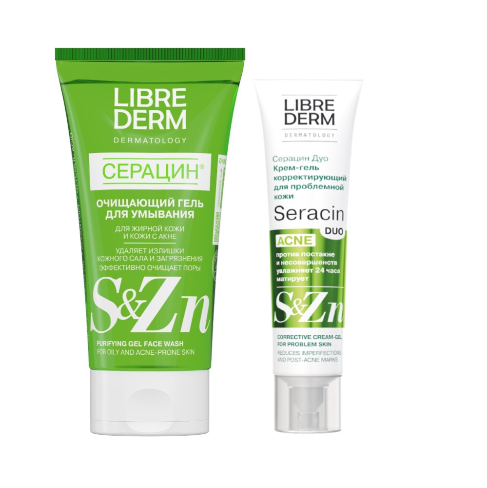 Изображение товара Набор Librederm Серацин (Seracin): гель очищающий для умывания 150мл + крем-гель для проблемной кожи