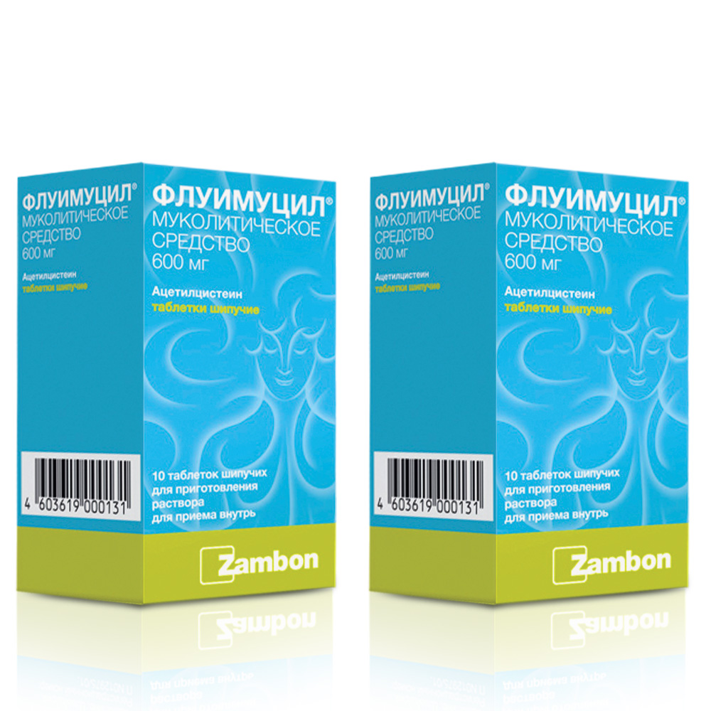 Изображение товара Набор из 2 уп Флуимуцил 0,6 N10 шип.табл со скидкой