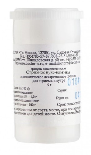 Изображение товара Стрихнос нукс вомика (нукс-вомика) c30 гомеопатический монокомпонентный препарат растительного происхождения 5 гр гранулы гомеопатические