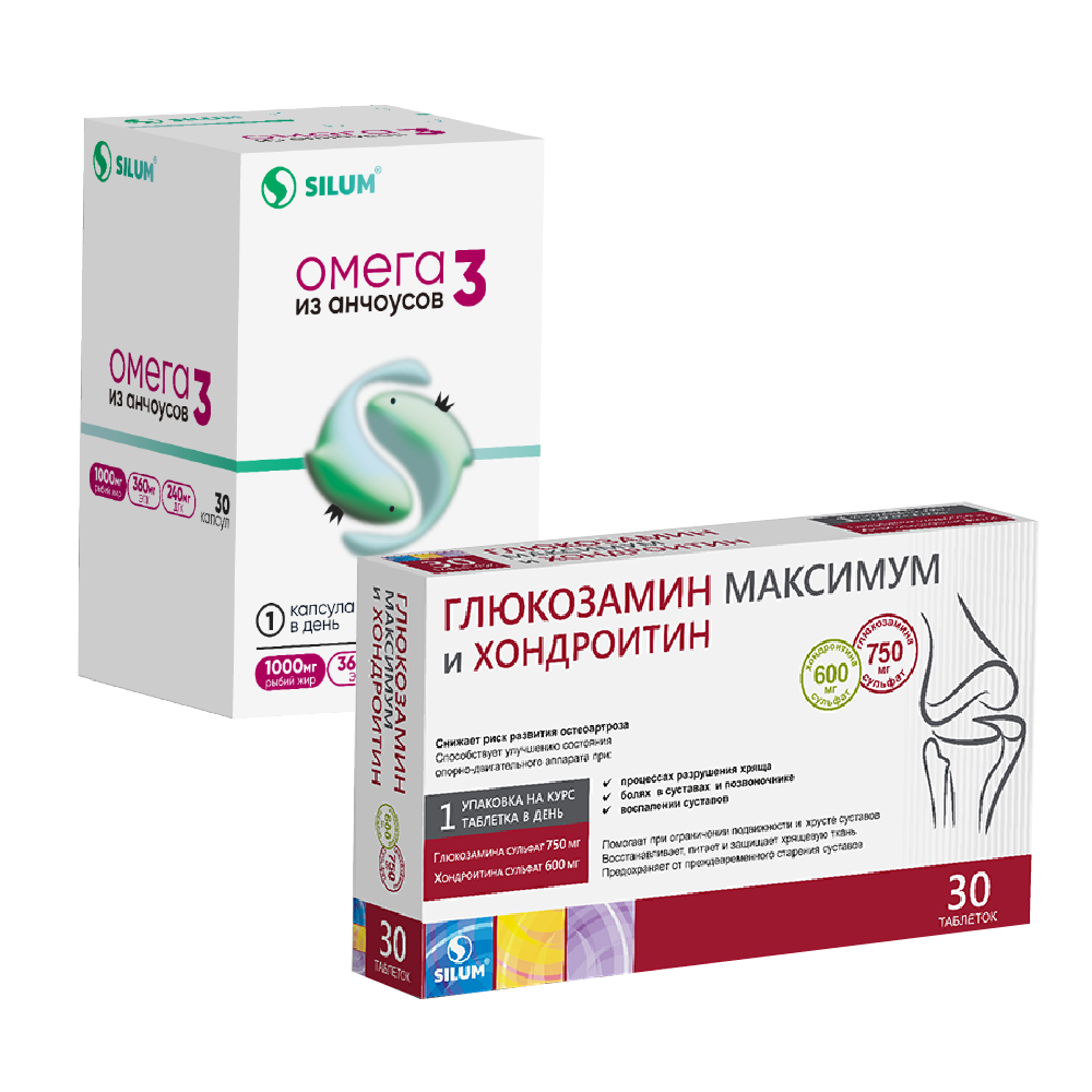 Изображение товара НАБОР ГЛЮКОЗАМИН МАКСИМУМ И ХОНДРОИТИН VIA VIT N30 ТАБЛ + ОМЕГА 3 РЫБИЙ ЖИР 1000МГ ИЗ АНЧОУСОВ ВИТ ЭНД МИН N30 КАПС ПО 1456МГ